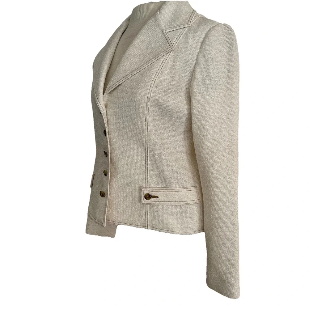 Vintage Custom Tailored By Nardis Of Dallas Blazer Jacket Cream Vintage - Picture 4 of 9